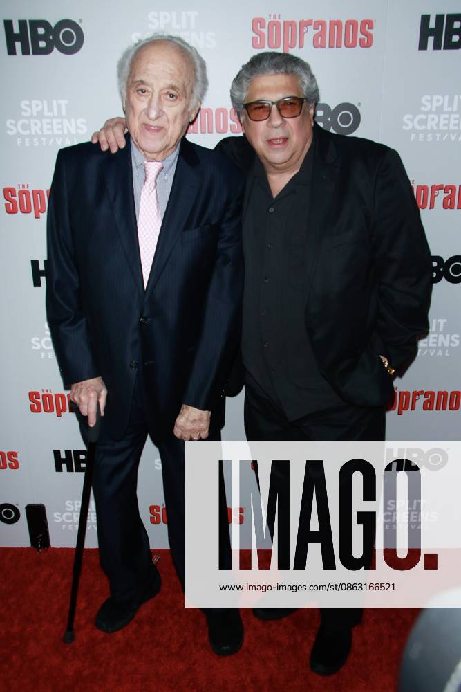 **FILE PHOTO** Vincent Pastore Has Passed Away. NEW YORK, NY - JANUARY 9: Jerry Adler and Vincent Pastore at The Sopranos 20th Anniversary Panel Discussion at SVA Theater on January 9, 2019 in New York City.