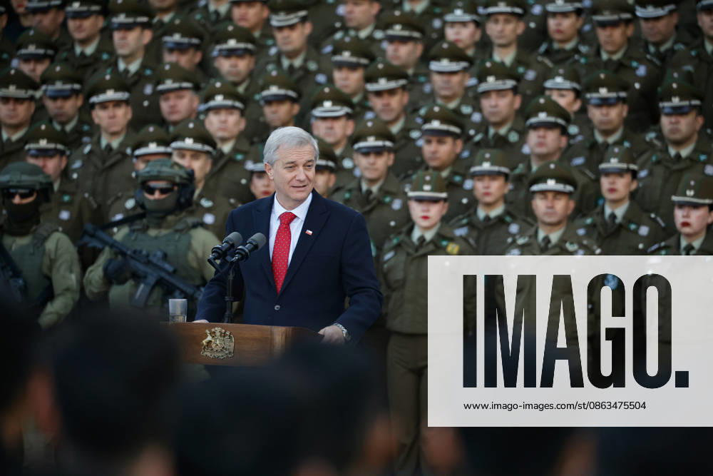 Santiago, August 6, 2026: President of the Republic José Antonio Kast delivers a speech to police officers as part of the Agenda Against Organized Crime and Terrorism at the Diego Martín Carabineros Academy. Aton Chile, Aton 1178512 jpeg