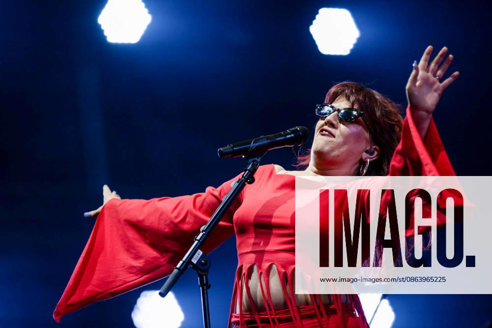 CMAT live at Vodafone Stage during Vodafone Paredes de Coura in Paredes de Coura, Portugal - 12 AUG 2026. Irish singer songwriter, Ciara Mary?Alice Thompson aka CMAT seen performing on the Vodafone Stage during Vodafone Paredes de Coura. Paredes de Coura Portugal