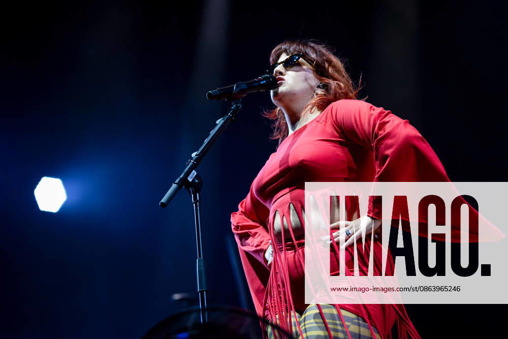 CMAT live at Vodafone Stage during Vodafone Paredes de Coura in Paredes de Coura, Portugal - 12 AUG 2026. Irish singer songwriter, Ciara Mary?Alice Thompson aka CMAT seen performing on the Vodafone Stage during Vodafone Paredes de Coura. Paredes de Coura Portugal