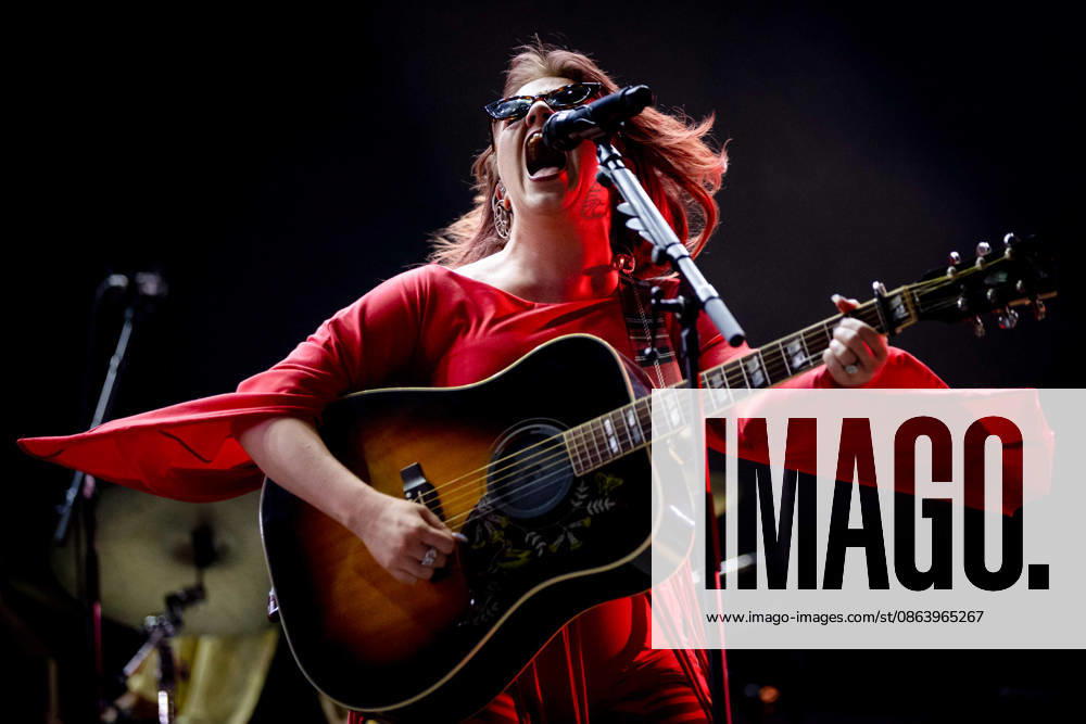 CMAT live at Vodafone Stage during Vodafone Paredes de Coura in Paredes de Coura, Portugal - 12 AUG 2026. Irish singer songwriter, Ciara Mary?Alice Thompson aka CMAT seen performing on the Vodafone Stage during Vodafone Paredes de Coura. Paredes de Coura Portugal