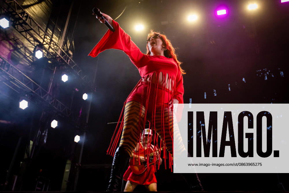 CMAT live at Vodafone Stage during Vodafone Paredes de Coura in Paredes de Coura, Portugal - 12 AUG 2026. Irish singer songwriter, Ciara Mary?Alice Thompson aka CMAT seen performing on the Vodafone Stage during Vodafone Paredes de Coura. Paredes de Coura Portugal