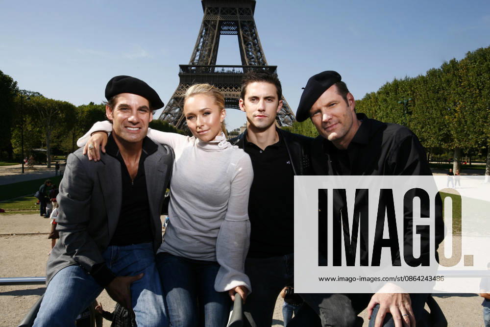 EXCLUSIVE: The cast of the series *Heroes* visits Paris—Hayden Panettiere, Milo Ventimiglia, Adrian Pasdar, and Jack Coleman. EXCLUSIVE. Contact us for any web use. 51430 August 29, 2007 Paris, France Panettiere, Hayden Ventimiglia, Milo Pasdar, Adrian Coleman, Jack