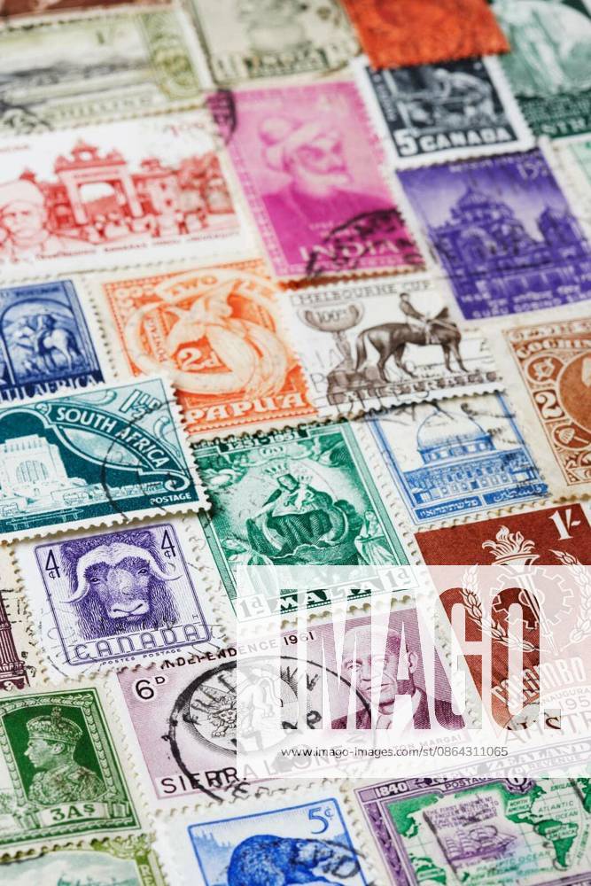 Variety of Postage Stamps full frame