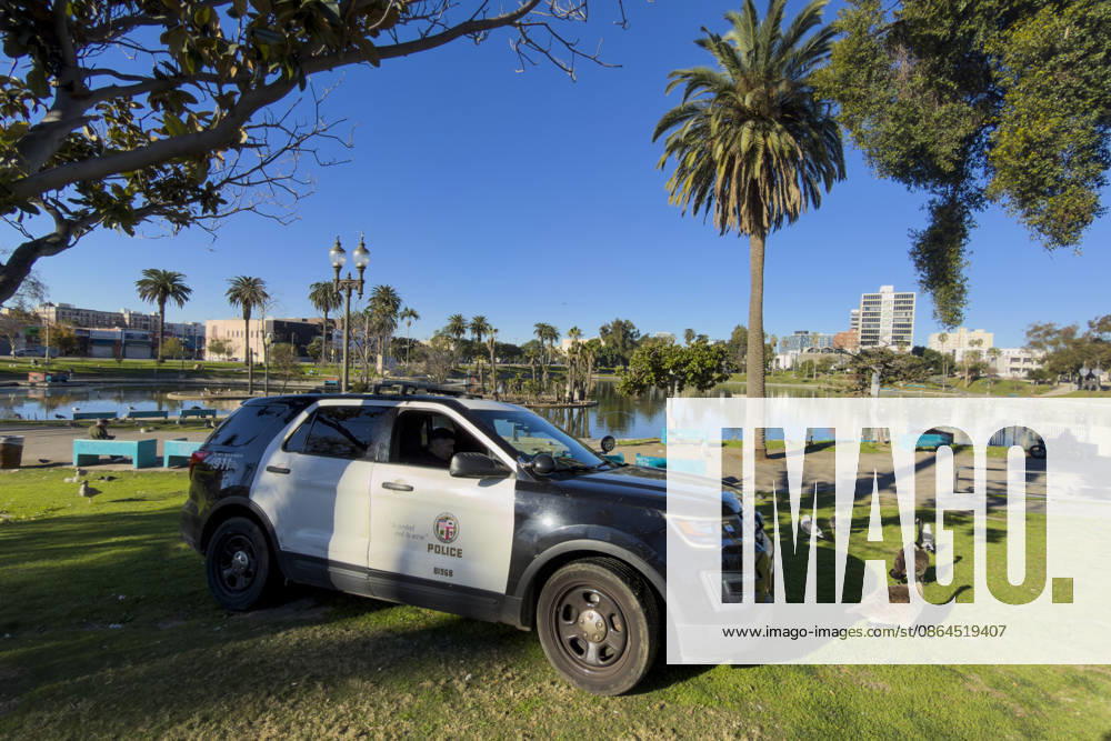 A Los Angeles Police Department patrol vehicle is seen in MacArthur Park on January 16, 2026, in Los Angeles. Los Angeles USA - ZUMAc68_ 20260116_zaf_c68_009
