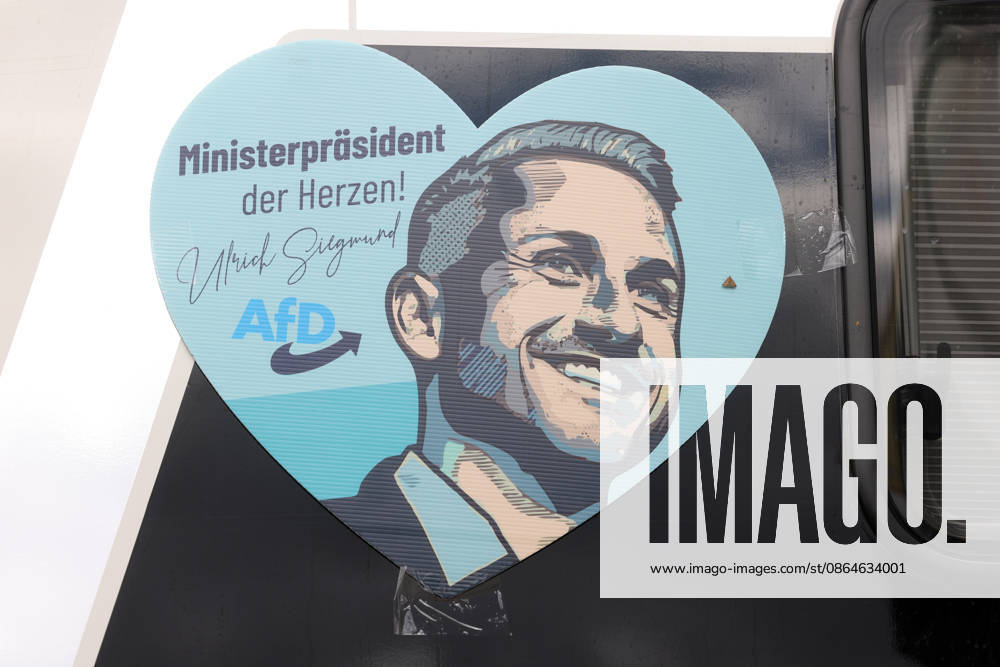 Simson-Ausfahrt mit Ulrich Siegmund. Landtagswahlkampf in Sachsen-Anhalt der AfD mit dem Spitzenkandidat Ulrich Siegmund. Symbolbild, Herz mit Konterfei von Ulrich Siegmund mit Unterschrift. Ministerpraesident (Ministerpräsident) der Herzen. Landtagswahlkampf, AfD, Simson-Ausfahrt am 23.08.2026 in Quedlinburg Deutschland.