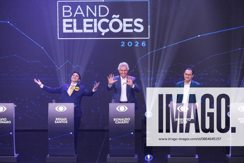 Band hosts the first presidential debate without Lula and Flavio Bolsonaro. Sao Paulo, SP. 08 23 2026 - Presidential Debate - Candidates Renan Santos (Missao), Ronaldo Caiado (PSD), and Augusto Cury (Avante) participate in the first debate of the presidential election race, promoted by TV Bandeirantes, at the station s headquarters in the southern zone of Sao Paulo, this Sunday, August 23, 2026.(Foto: Marina Uezima Brazil Photo Press Brazil Photo Press) INTERNATIONAL Sao Paulo Sao Paulo Brasil
