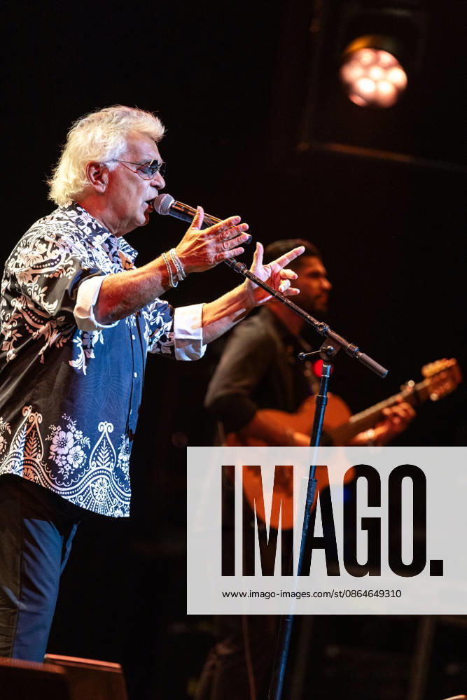 Founder and lead singer Nicolas Reyes of the Gipsy Kings and his band perform their high-energy fusion of flamenco, rumba, salsa, and pop, featuring iconic songs, at the Filene Center at Wolf Trap in Vienna, Virginia, on Sunday, August 23, 2026. Vienna USA - ZUMAkh2_ 20260823_znp_kh2_002