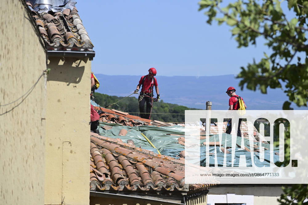Tornado Aftermath - Pomas Damages are seen following a tornado that struck the Aude department on August 24, 2026, in Pomas, southwestern France on August 25, 2026, as the village takes stock of the destruction with 39 people injured, two of whom are in critical condition, and 300 homes affected according to the prefecture. Photo by Pascal Rodriguez ABACAPRESS.COM Pomas Aude France