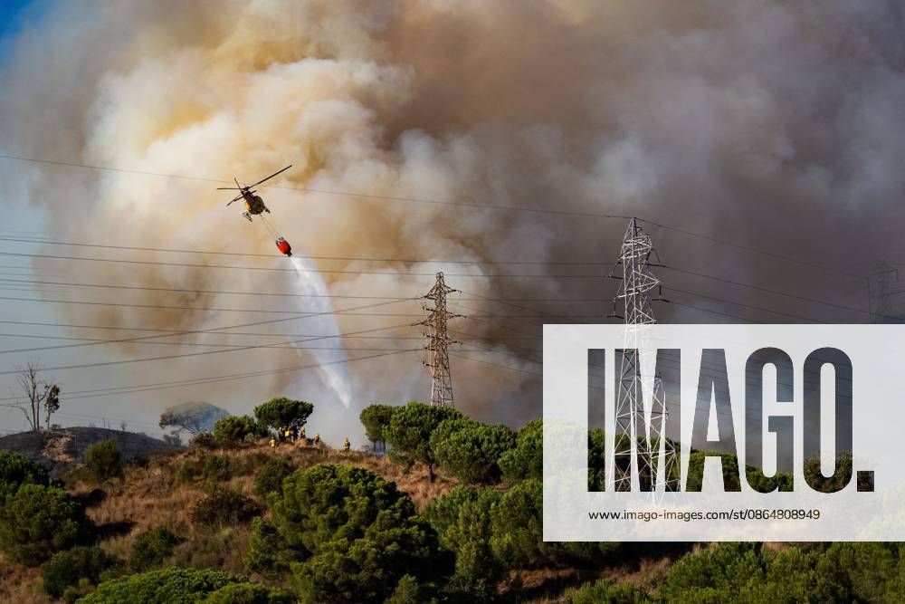 BARCELONA, SPAIN - AUGUST 25, 2026. Firefighters battle a devastating wildfire that has scorched dozens of hectares in Collserola Natural Park, prompting the precautionary evacuation of the Can Masdeu social center and several residential homes in the Torre Baro³ neighborhood. Barcelona Spain - ZUMAq101 20260825_zna_q101_065