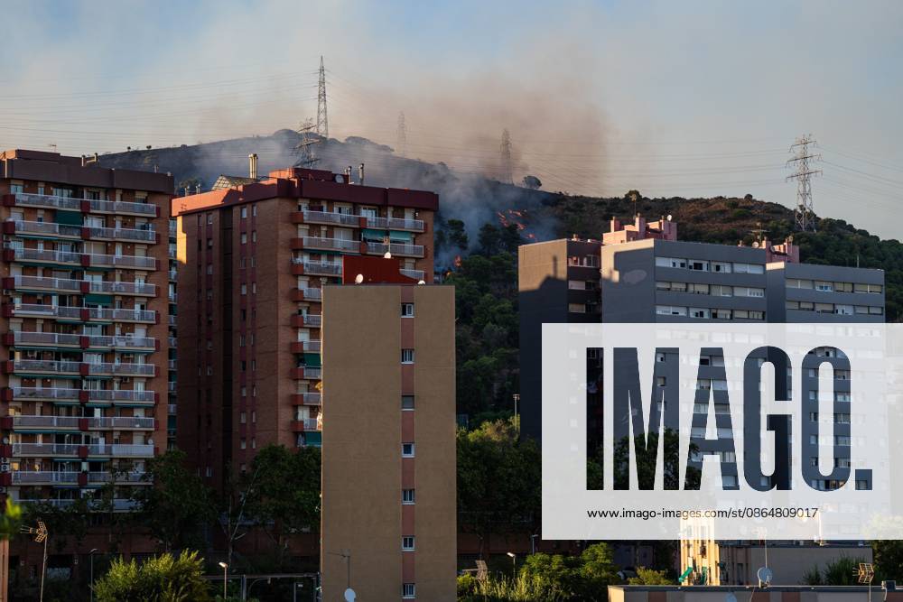 Wildfire Rages in Collserola. BARCELONA, SPAIN - AUGUST 25, 2026. Firefighters battle a devastating wildfire that has scorched dozens of hectares in Collserola Natural Park, prompting the precautionary evacuation of the Can Masdeu social center and several residential homes in the Torre Baro neighborhood. Barcelona Spain