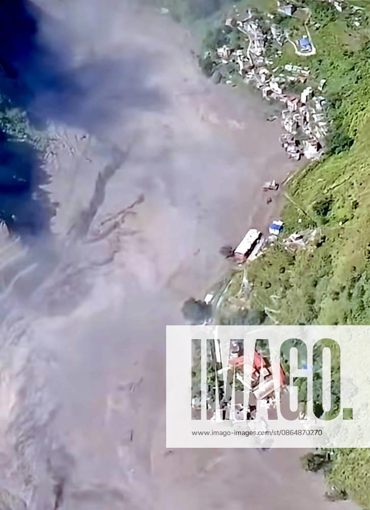 Aerial view of the extensive destruction caused by a flash flood in Rasuwa, Nepal, after the Lende River flowing from Tibet, China, surged and merged with the Bhote Koshi River. The flood swept away houses and infrastructure and damaged settlements in the Timure area near the Nepal-China border. The disaster also disrupted electricity and telephone services and affected hydropower facilities in the region. The Nepal Army and other security agencies have intensified search, rescue and relief operations for people stranded in the affected areas. Photo taken from a helicopter by Andy Thapa, August 26, 2026. Kathmandu Nepal - ZUMAs233 20260826_zap_s233_001