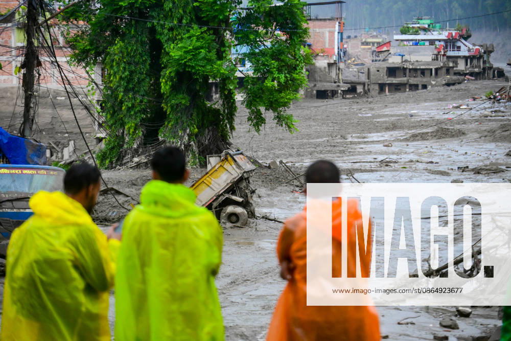 NUWAKOT, NEPAL - AUGUST 26: An aftermath view of flash floods and mudslides along the Trishuli River in Nuwakot, Nepal, on August 26, 2026. A catastrophic flash flood swept through Nepalâ€⠢s northern border region after an ice-and-rock avalanche, reportedly triggered by an earthquake, caused a sudden surge in the Lhende River on the Nepal-China border and sent massive volumes of water, mud and debris downstream into the Bhote Koshi and Trishuli river systems. The disaster devastated settlements in Rasuwa and Nuwakot districts, sweeping away homes, roads, bridges, vehicles and other infrastructure and severely damaging hydropower and power facilities. In Nuwakot, riverside settlements includin - ZUMAs330 20260826_zsp_s330_026