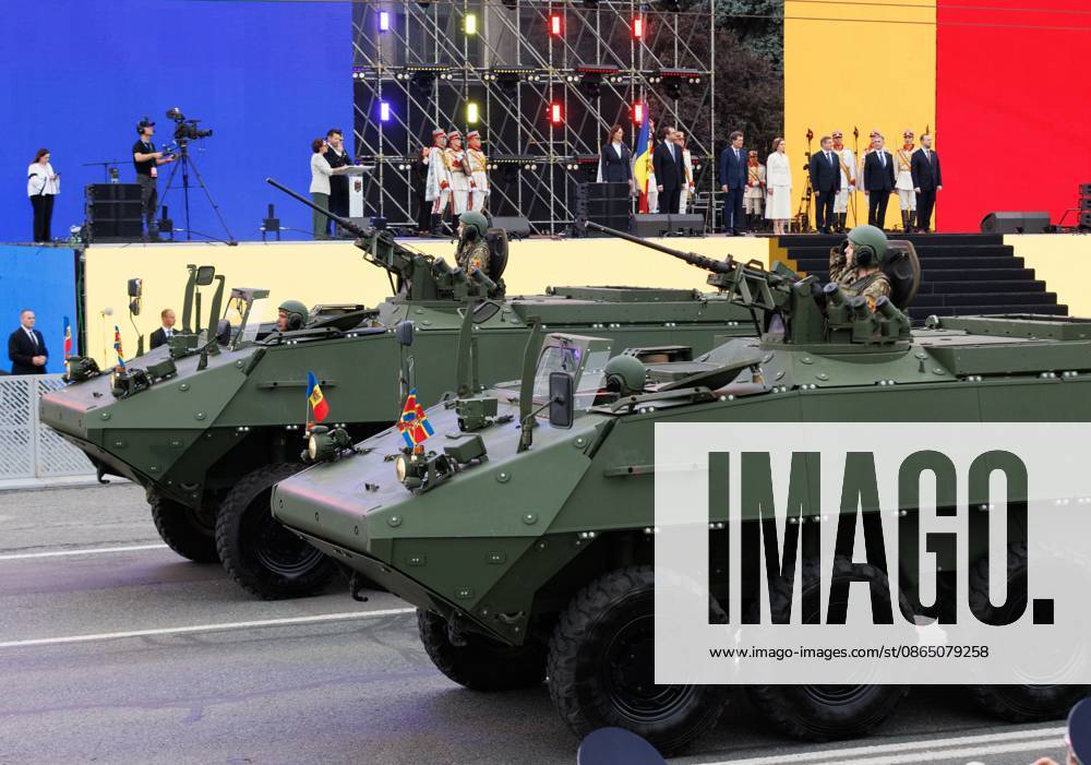 Moldova Independence Day 9230221 27.08.2026 The Mowag Piranha armoured fighting vehicles take part in a military parade during Moldova s Independence Day celebrations in Chisinau, Moldova. Stringer Sputnik Chisinau Moldova