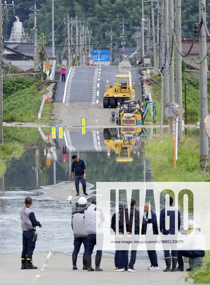 Torrential rain in central Japan A submerged road is pictured in Himi in Toyama Prefecture, central Japan, on Aug. 28, 2026, following torrential rain. A14AA0005626746P