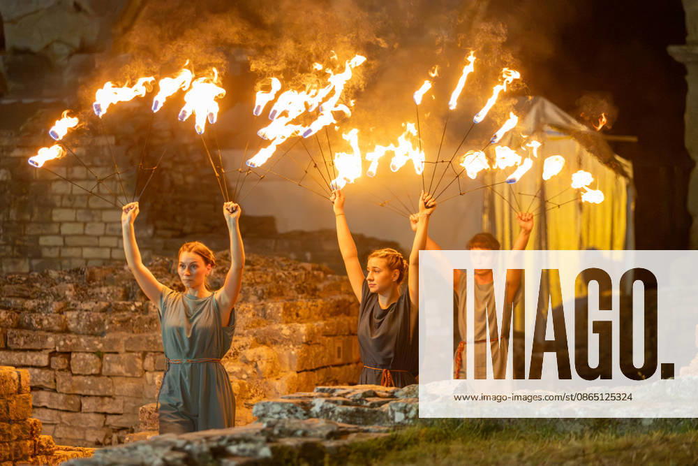 Gladiator fights in Pula, Croatia Members of gladiator school Spectacvla Gladiatoria dressed as Roman gladiators perform a staged combat demonstration during the event Spectacvla Antiqva at the Arena of Pula on August 27, 2026. in Pula, Croatia. SreckoxNiketic PIXSELL