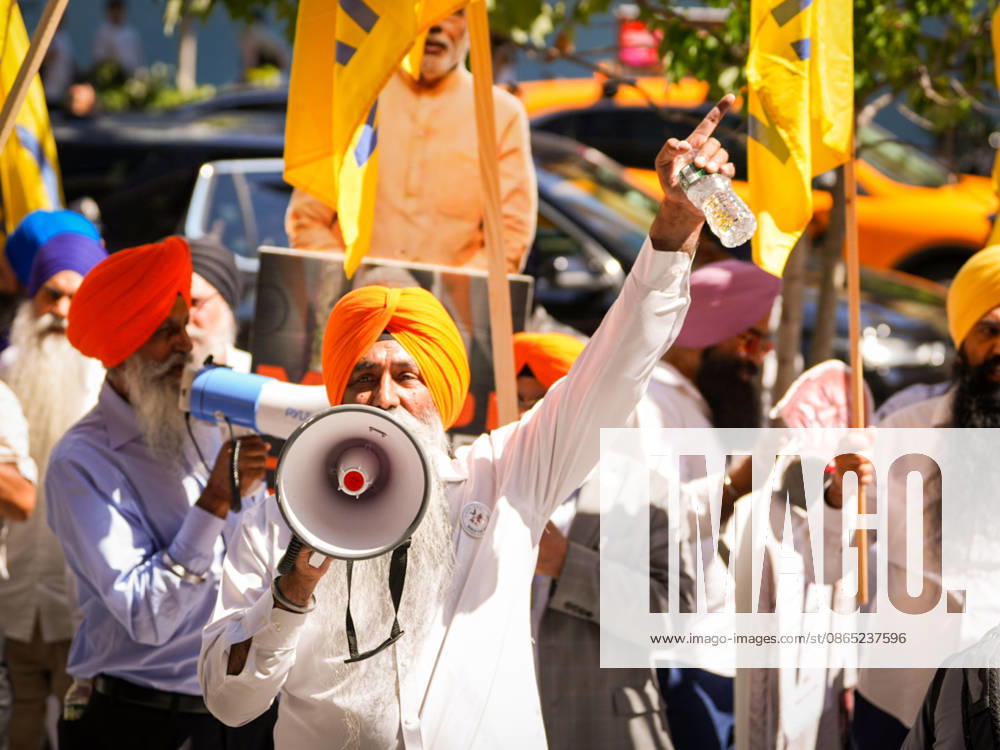 New York, NY August 29: Demonstrators gather outside Madison Square Garden for the Ã¢â‚¬oeHindus Say No to the RSSÃ¢â‚¬Â rally, protesting the appearance of RSS chief Mohan Bhagwat and calling for a secular, interfaith India on August 29, 2026. Credit: AdMedia USA - ZUMAa123 20050930_zaa_a123_040