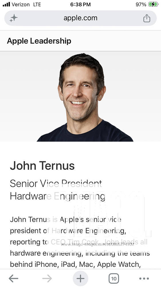 John Ternus is set to take over as Apple CEO from September 1, succeeding Tim Cook as the tech giant enters a new leadership era. Ternus, who currently serves as Appleâ€⠢s senior vice president of Hardware Engineering, will become the companyâ€⠢s seventh CEO. Apple Iphone screengrab of John Termus from the Apple Leadership Corporate Profile page. New York City USA - ZUMAt442 20260829_znp_t442_001