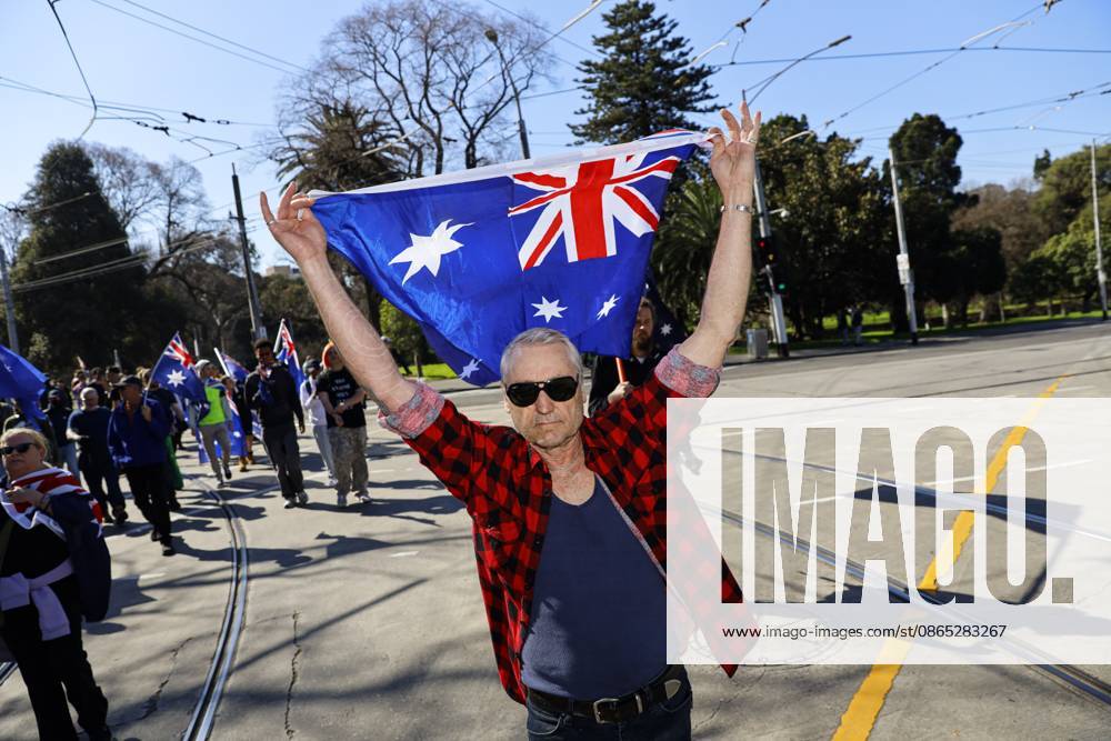 Far-right activists marched through the streets of Melbourne during the rally..Hundreds of supporters of the far-right group March for Australia marched through MelbourneÃ¢â‚¬â ¢s CBD as part of a demonstration focused on freedom of speech and political expression, while counter-protesters gathered separately to oppose the march and its political messages. March for Australia organisers called for the repeal of laws they say restrict political communication, an end to government censorship and constitutional protection for freedom of speech. Melbourne Australia - ZUMAs197 20260830_aaa_s197_056