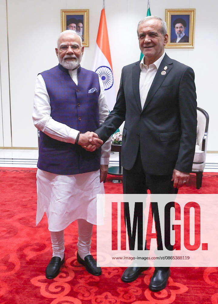 Indian Prime Minister Modi Meets Iranian President Pezeshkian on sidelines of SCO Summit BISHKEK, KYRGYZSTAN - AUGUST 31: (---- MANDATORY CREDIT - PRESS INFORMATION BUREAU OF INDIA HANDOUT - NO MARKETING NO ADVERTISING CAMPAIGNS - DISTRIBUTED AS A SERVICE TO CLIENTS----) Indian Prime Minister Narendra Modi (L) holds a bilateral meeting with Iranian President Masoud Pezeshkian (R) on the sidelines of the Shanghai Cooperation Organization (SCO) Summit in Bishkek, Kyrgyzstan, on August 31, 2026. Press Information Bureau (PIB) Anadolu Bishkek Kyrgyzstan. Editorial use only. Please get in touch for any other usage.