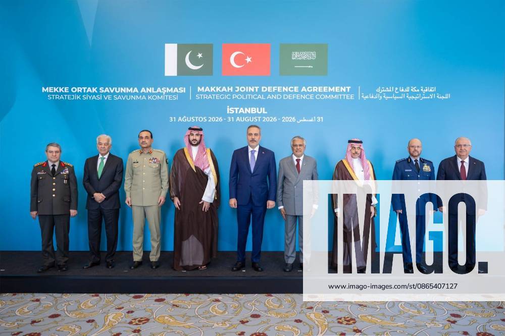 Saudi and Turkish Ministers Attend Strategic Defense Meeting in Istanbul Saudi Defense Minister Prince Khalid bin Salman bin Abdulaziz attends the first meeting of the Strategic Political and Defense Committee with Turkish Foreign Minister Hakan Fidan and Defense Minister Yasar Guler in Istanbul, Turkey, on August 31, 2026. The committee was established under the Mecca Agreement for Joint Defense. Photo by Saudi Press Agency apaimages Khan Yunis Gaza Strip Saudi Arabia 310826_Turkey_SPO_00(2)