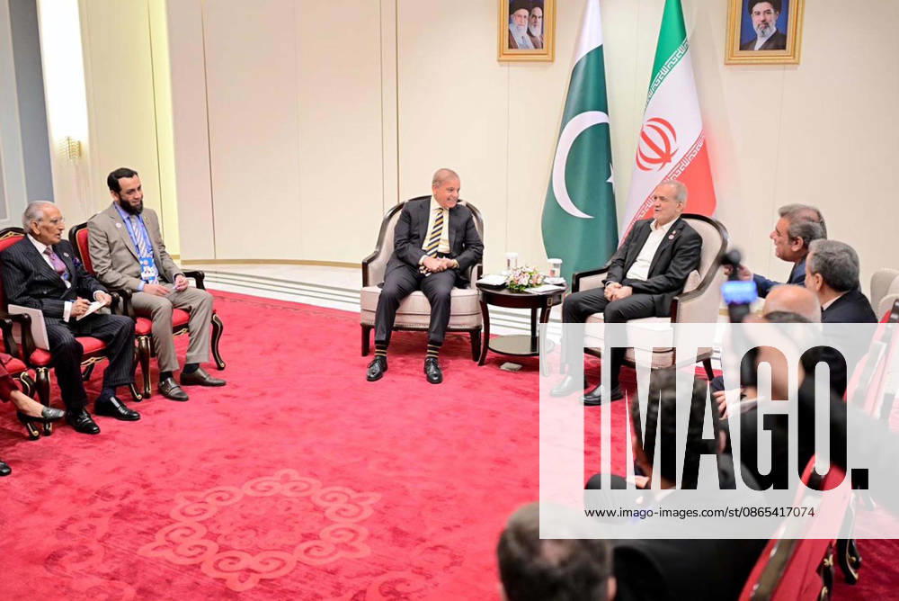 Prime Minister of Pakistan, Muhammad Shehbaz Sharif exchanging views with Dr. Masoud Pezeshkian, President of Iran during meeting on the sidelines of the 26th SCO Council of Heads of State Conference, in Bishkek on Monday, August 31, 2026. (PPI Images).