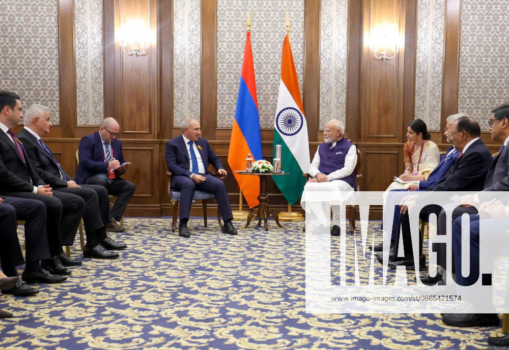 PM Modi meets Armenian PM Nikol Pashinyan on the sidelines of the SCO Summit Bishkek Kyrgyzstan , Aug 31 (ANI): Prime Minister Narendra Modi holds a bilateral meeting with the Prime Minister of the Republic of Armenia, Nikol Pashinyan on the sidelines of the SCO Summit, in Bishkek on Monday. (Narendra Modi Photo Gallery ANI Photo) Bishkek Kyrgyzstan