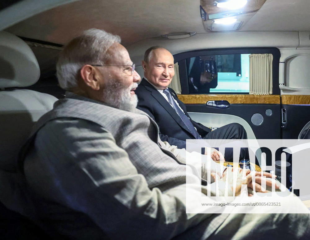 Prime Minister Narendra Modi and Russian President Vladimir Putin share the same car Bishkek Kyrgyzstan , Aug 31 (ANI): Prime Minister Narendra Modi and Russian President Vladimir Putin share the same car as they head towards the opening ceremony of the VI World Nomad Games at Bishkek Arena, in Bishkek on Monday. Bishkek Kyrgyzstan