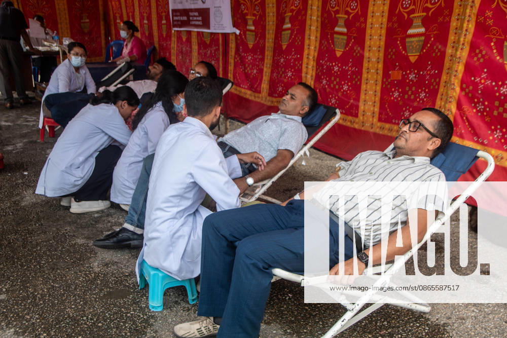 Volunteers donate blood during a humanitarian donation camp organized at Tribhuvan University Teaching Hospital (TUTH) in Kathmandu. Medical staff and volunteers gathered to support relief efforts and meet the urgent demand for blood supplies following severe flooding across parts of the country. Kathmandu Nepal - ZUMAs197 20260901_aaa_s197_196