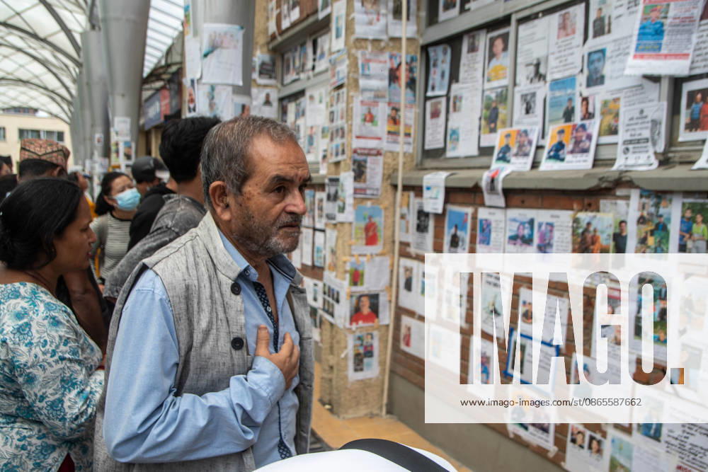 Relatives of missing persons inspect notice boards displayed with photos and details at Tribhuvan University Teaching Hospital in Kathmandu. Hundreds remain unaccounted for following severe flash floods caused by a glacial outburst along the Tibet-Nepal border on August 26. Kathmandu Nepal - ZUMAs197 20260901_aaa_s197_202