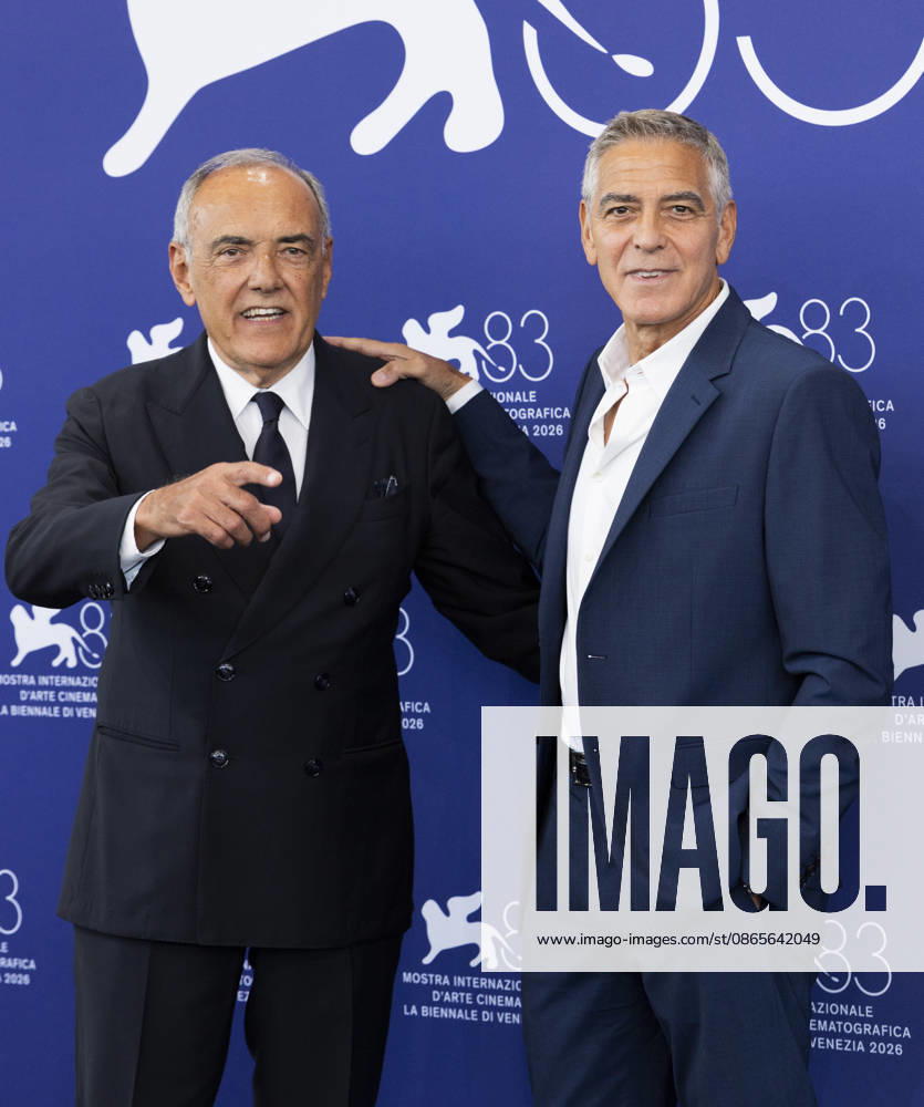 83rd Venice International Film Festival VENICE, ITALY - SEPTEMBER 02: Artistic Director Alberto Barbera and George Clooney attend the Golden Lion For Lifetime Achievement Photocall during the 83rd Venice International Film Festival at Palazzo del Casino on September 02, 2026 in Venice, Italy. Primo Barol Anadolu Venice Italy. Editorial use only. Please get in touch for any other usage.