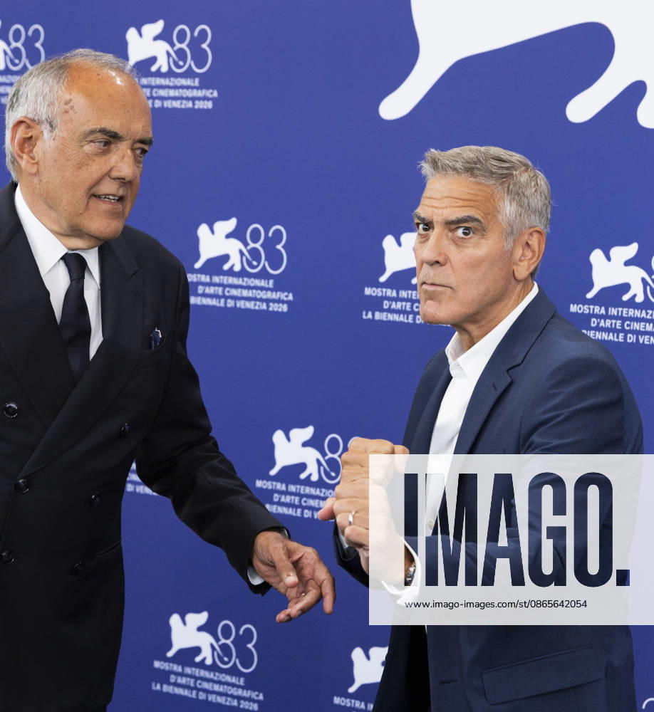 83rd Venice International Film Festival VENICE, ITALY - SEPTEMBER 02: Artistic Director Alberto Barbera and George Clooney attend the Golden Lion For Lifetime Achievement Photocall during the 83rd Venice International Film Festival at Palazzo del Casino on September 02, 2026 in Venice, Italy. Primo Barol Anadolu Venice Italy. Editorial use only. Please get in touch for any other usage.