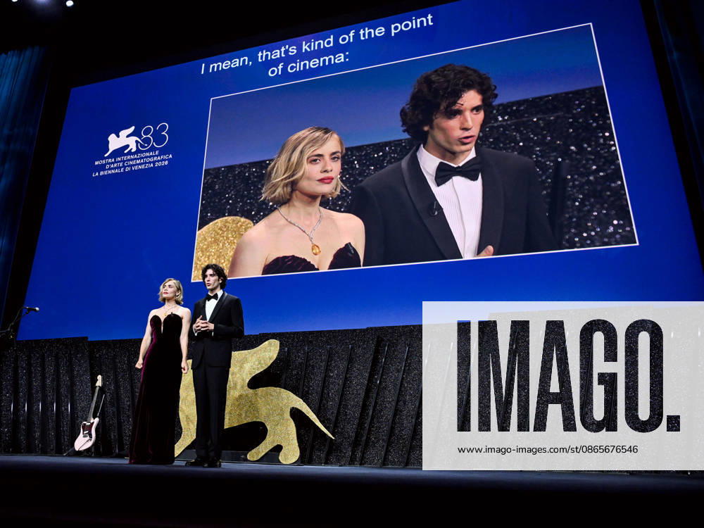 IPA88039013 - Venice, 83rd Venice International Film Festival 2026 - Night 1 - Opening ceremony in the Sala Grande for the Lifetime Achievement Lion - Pictured: Greta Scarano, Nicolas Maupas
