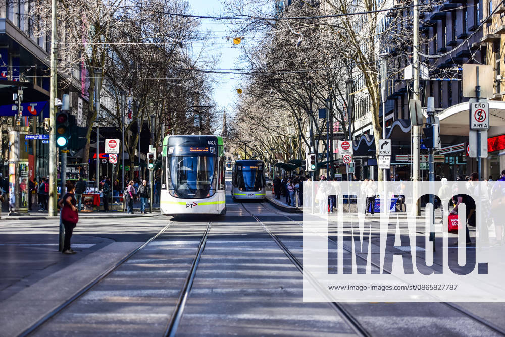 Melbourne trams are seen on Bourke street mall in the centre of Melbourne CBD. Melbourne Australia - ZUMAs197 20260829_aab_s197_042