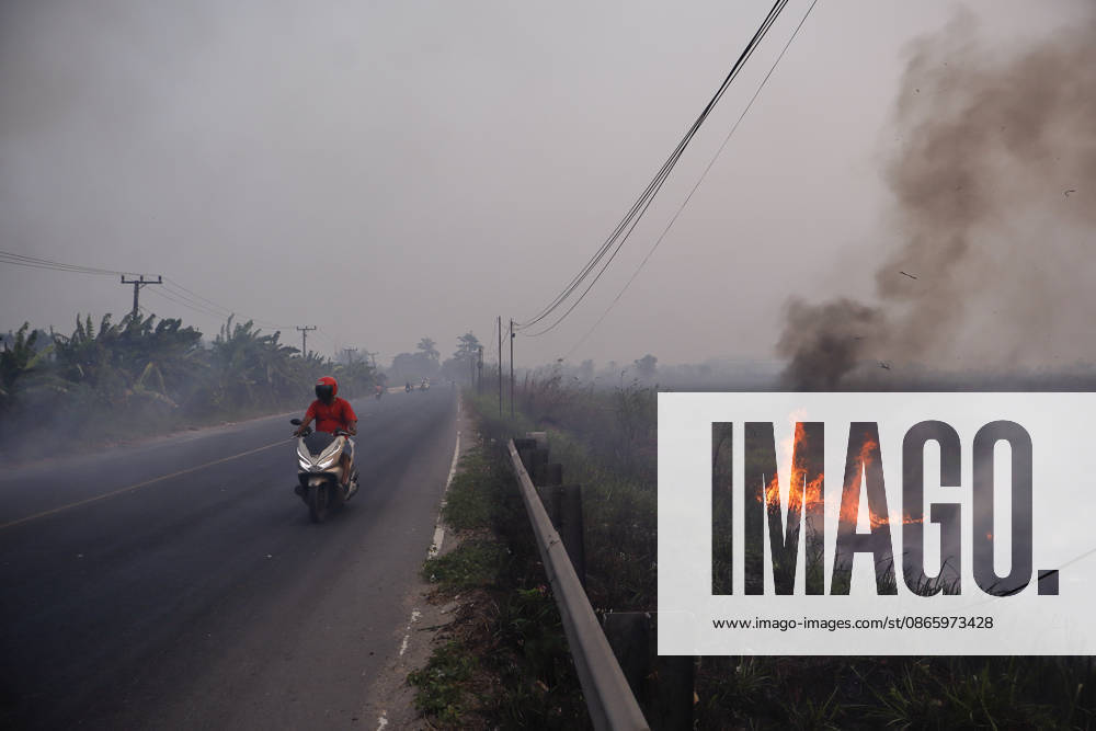 Forest and Peatland Fire in Ogan Ilir, South Sumatra A resident rides a motorcycle through the haze along the Palembang - Inderalaya Highway in South Sumatra, Indonesia, on September 5, 2026. South Sumatra Indonesia