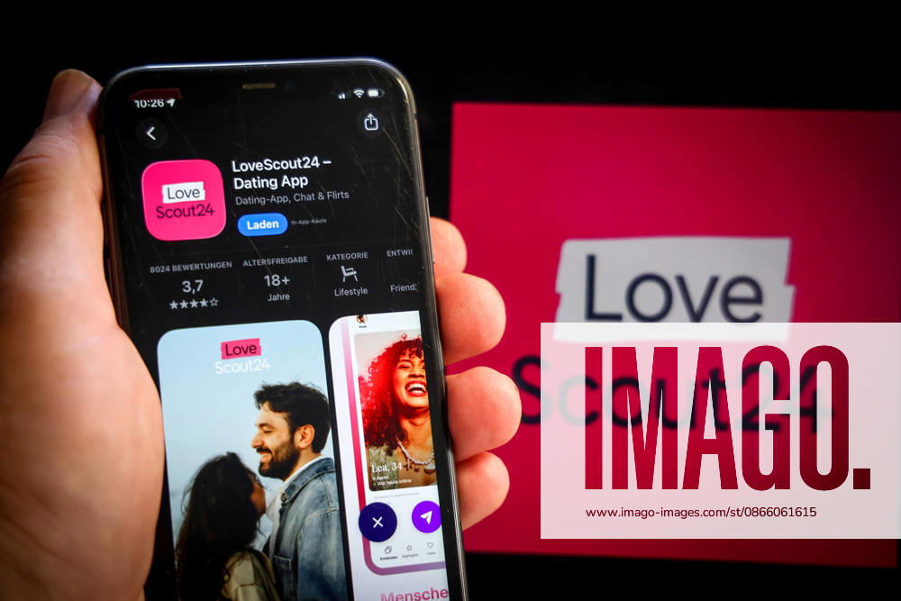 Apple App Store auf einem iPhone. Essenzielle Dating Apps. LoveScout24 - Dating App. Das iPhone wird in der Hand gehalten.. 06.09.2026