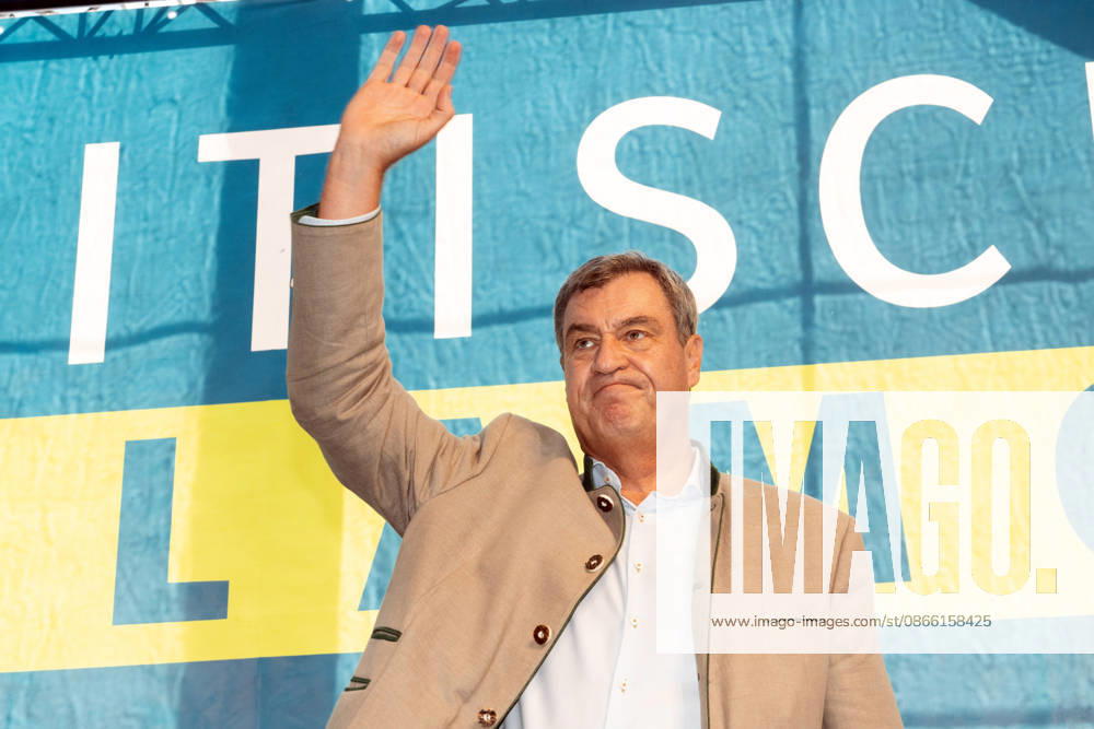 Markus Söder, Bayerischer Ministerpräsident, CSU, beim traditionellen Politischen Frühschoppen auf dem Volksfest Gillamoos, Abensberg, 07.09.2026 Deutschland, Abensberg, 7. September 2026, Markus Söder, Ministerpräsident Bayern, CSU, beim traditionellen Politischen Frühschoppen auf dem Volksfest Gillamoos, Hofbräuzelt, Gillamoos Montag, Politik, Bayern,