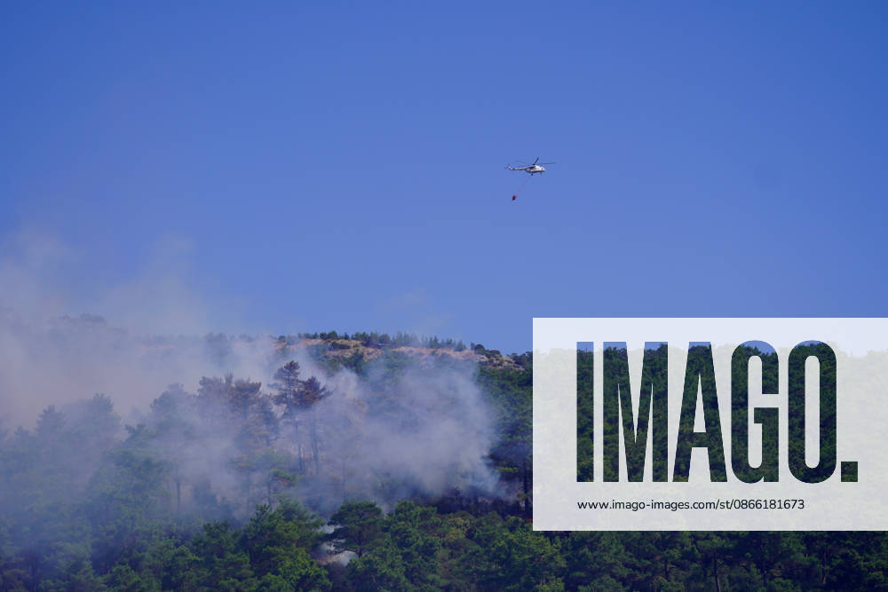 Wildfire in Mugla MUGLA, TURKIYE - SEPTEMBER 7: Firefighting aircraft continue cooling operations after a forest fire that broke out in the Mentese district and spread to the Ula district was largely brought under control following aerial and ground intervention in Mugla, Turkiye, on September 7, 2026. Osman Akca Anadolu Mugla Turkey. Editorial use only. Please get in touch for any other usage.