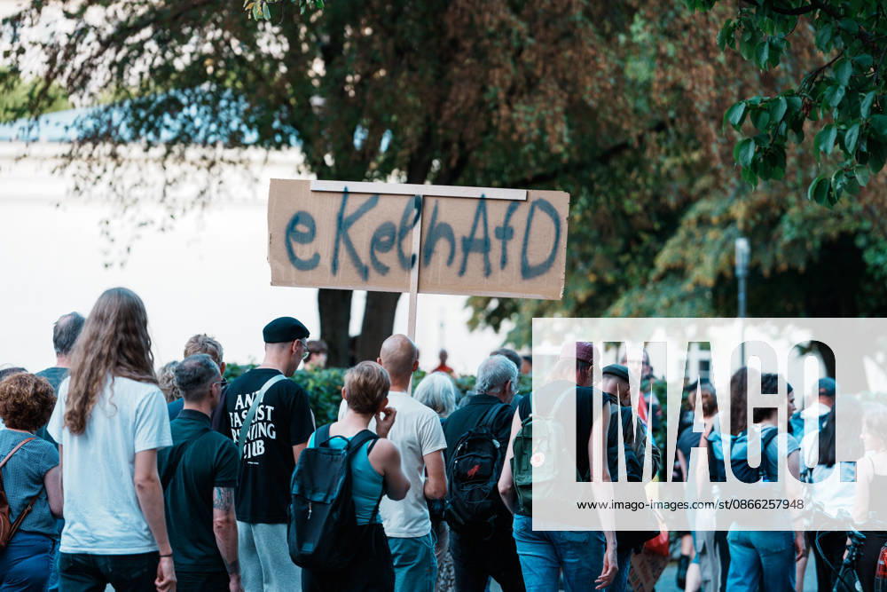 Deutschland, Aachen (Hartmannstraße): Demo mit Tausenden Menschen am Tag nach der Landtagswahl in Sachsen - Anhalt, Demonstration, Protest, Anti - AfD, Anti - Faschismus, Schilder, Banner, Transparente, Flaggen, Menschenmenge, Demozug, Ekelhafd