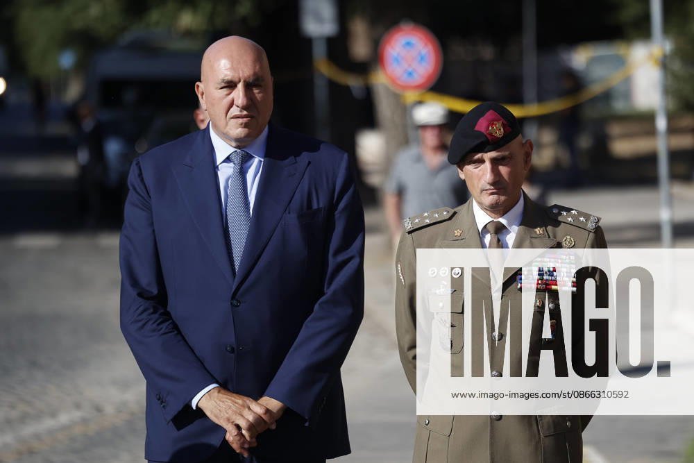 Defense Minister Guodo Crosetto and General Luciano Portolano, Italian Chief of the Defense Staff. Commemorative ceremony on the occasion of the 83rd anniversary of the Defense of Rome at Porta San Paolo and the Parco della Resistenza on September 8, Rome, September 8, 2026. Rome ITALY - ZUMAa289 20260908_zia_a289_200