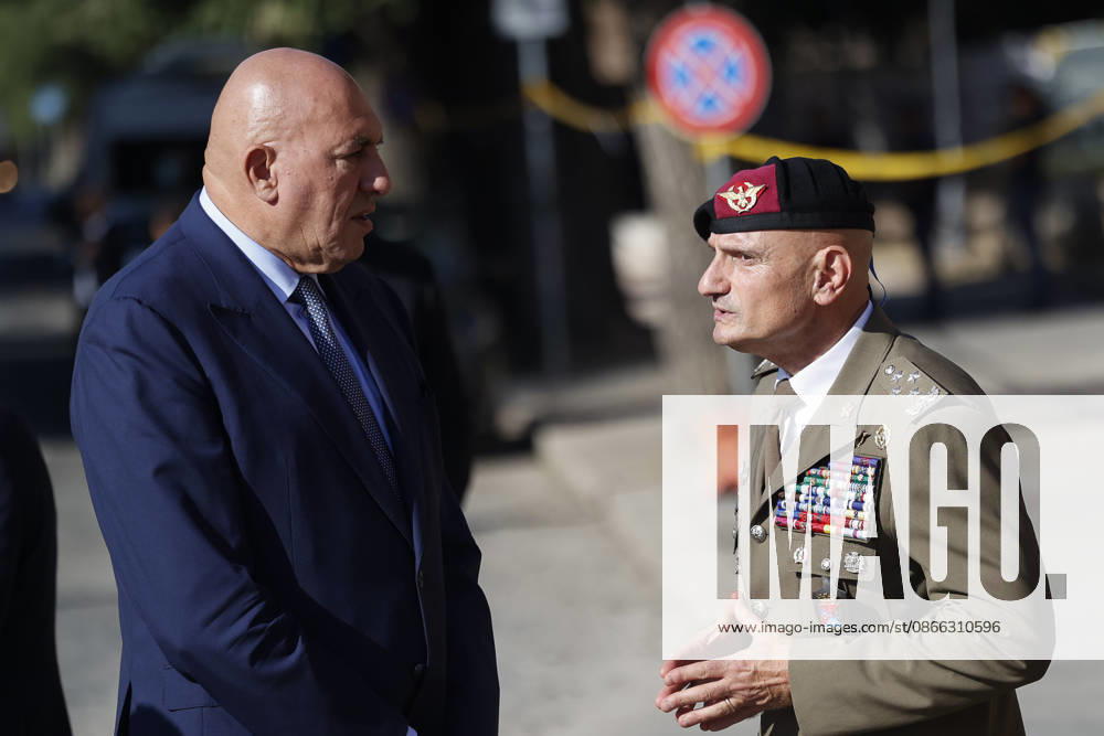 Defense Minister Guodo Crosetto and General Luciano Portolano, Italian Chief of the Defense Staff. Commemorative ceremony on the occasion of the 83rd anniversary of the Defense of Rome at Porta San Paolo and the Parco della Resistenza on September 8, Rome, September 8, 2026. Rome ITALY - ZUMAa289 20260908_zia_a289_202
