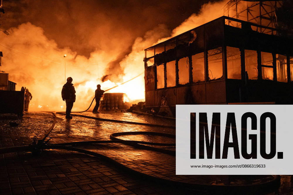 State Emergency Service rescue workers extinguish a fire at a warehouse in the Holosiivskyi district caused by a Russian attack, Kyiv, Ukraine, September 8, 2026. On Tuesday night, September 8, Russian forces launched another massive strike on the Ukrainian capital with ballistic and cruise missiles, as well as jet UAVs. The attack caused significant damage to civilian infrastructure, residential areas, and business facilities. Three people were killed, and 19 were injured. (Photo by Danylo Antoniuk Ukrinform) Destruction and fires reported across Kyiv districts after Russian attack