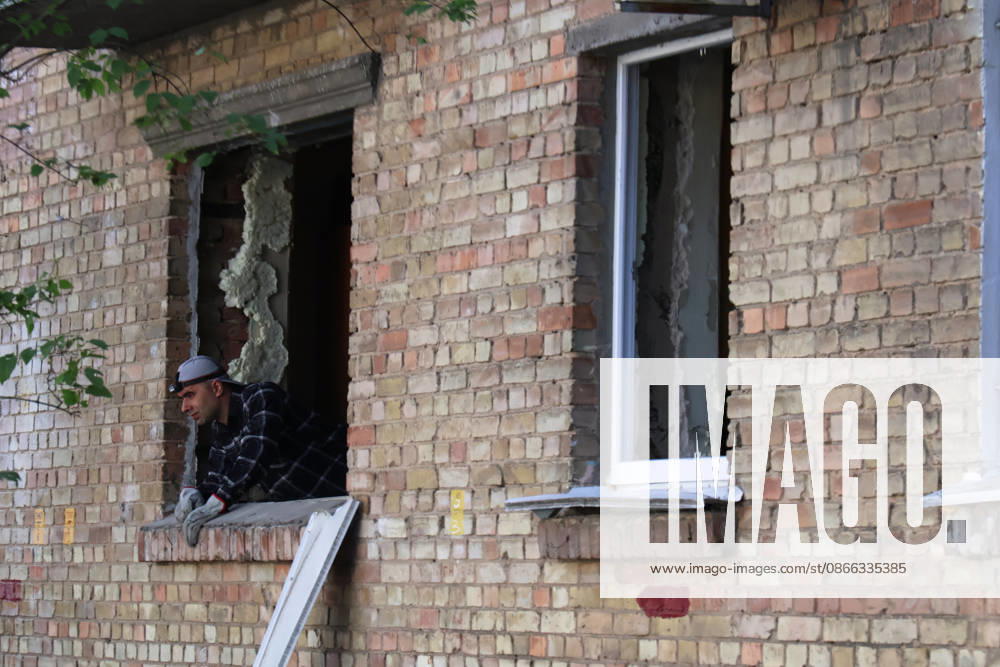 A man looks out of a window shattered by a Russian attack in the Solomianskyi district, Kyiv, Ukraine, September 8, 2026. On Tuesday night, September 8, Russian forces launched another massive strike on the Ukrainian capital with ballistic and cruise missiles, as well as jet UAVs. The attack caused significant damage to civilian infrastructure, residential areas, and business facilities. Three people were killed, and 19 were injured. (Photo by Pavlo Bahmut Ukrinform) Destruction and fires reported across Kyiv districts after Russian attack