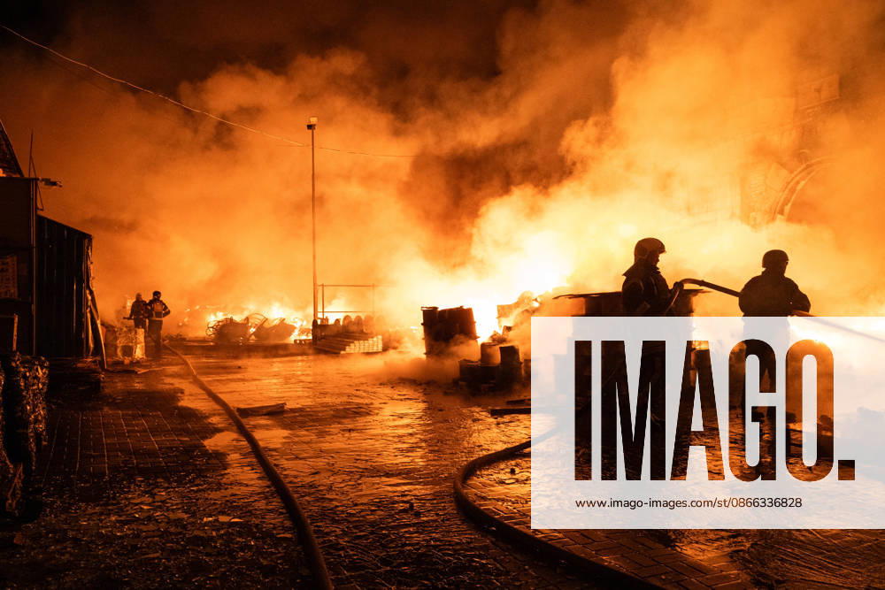 Destruction and fires reported across Kyiv districts after Russian attack State Emergency Service rescue workers extinguish a fire at a warehouse in the Holosiivskyi district of Kyiv, Ukraine, on September 8, 2026. On Tuesday night, September 8, Russian forces launched a strike on the Ukrainian capital with ballistic and cruise missiles, as well as jet UAVs. The attack caused damage to civilian infrastructure, residential areas, and business facilities. Three people were killed, and 19 were injured. Kyiv Ukraine