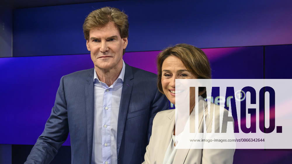 V.l. Carsten Maschmeyer (Unternehmer) mit Sandra Maischberger, GER, Berlin, Studio, zu Gast bei Maischberger, politische Talkshow, TV, Format, mit Moderatorin Sandra Maischberger, Das Erste, aus Adlershof Am Studio 20, 08.09.2026,