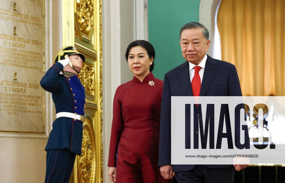 Russia Vietnam 9239413 09.09.2026 Vietnamese President To Lam and his wife Ngo Phuong Ly arrive to attend the official welcome ceremony before a meeting with Russian President Vladimir Putin at the Kremlin in Moscow, Russia. Geodakyan Artem Sputnik Moscow Russia