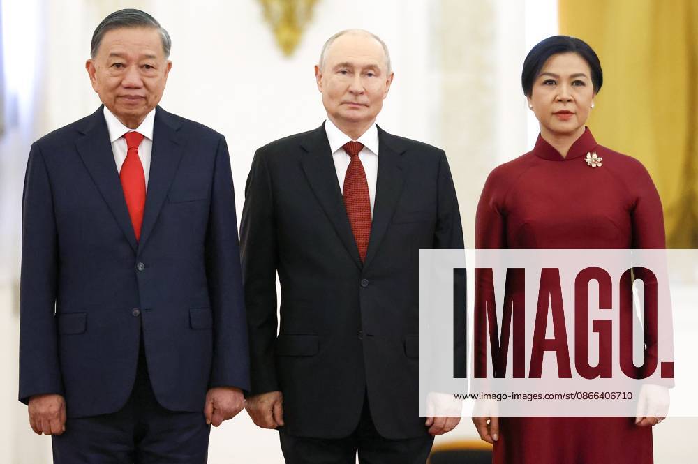 Russia Vietnam 9239406 09.09.2026 Russian President Vladimir Putin, Vietnamese President To Lam and his wife Ngo Phuong Ly attend the official welcome ceremony before a meeting at the Kremlin in Moscow, Russia. Geodakyan Artem Sputnik Moscow Russia