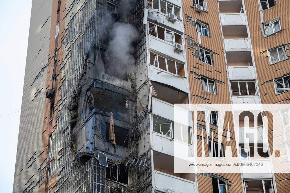 A 24-storey apartment block is damaged by a Russian attack in the Darnytskyi district of Kyiv, Ukraine, September 9, 2026. On Wednesday morning, September 9, a Russian drone hit the 24-storey building on the 12th floor. According to police, five people were injured, including a pregnant woman. (Photo by Danylo Antoniuk Ukrinform) Apartment block hit by Russian drone in Kyiv