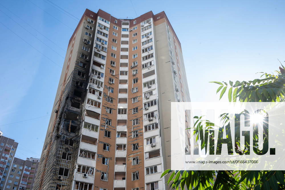 A 24-storey apartment block is damaged by a Russian attack in the Darnytskyi district of Kyiv, Ukraine, September 9, 2026. On Wednesday morning, September 9, a Russian drone hit the 24-storey building on the 12th floor. According to police, five people were injured, including a pregnant woman. (Photo by Danylo Antoniuk Ukrinform) Apartment block hit by Russian drone in Kyiv