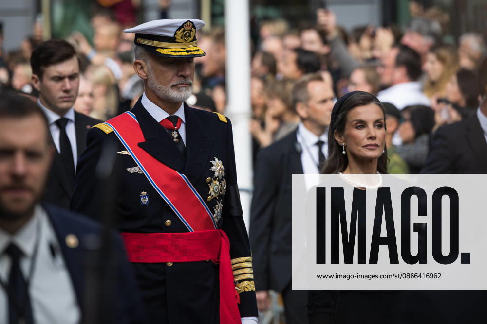King Harald s funeral, Oslo, Norway Oslo, Norway. September 9th, 2026. Royalty and world leaders attend the funeral procession at King Harald s funeral in Oslo. Here Spain s King Felipe is seen with and Queen Letizia at the funeral. Norway, Oslo